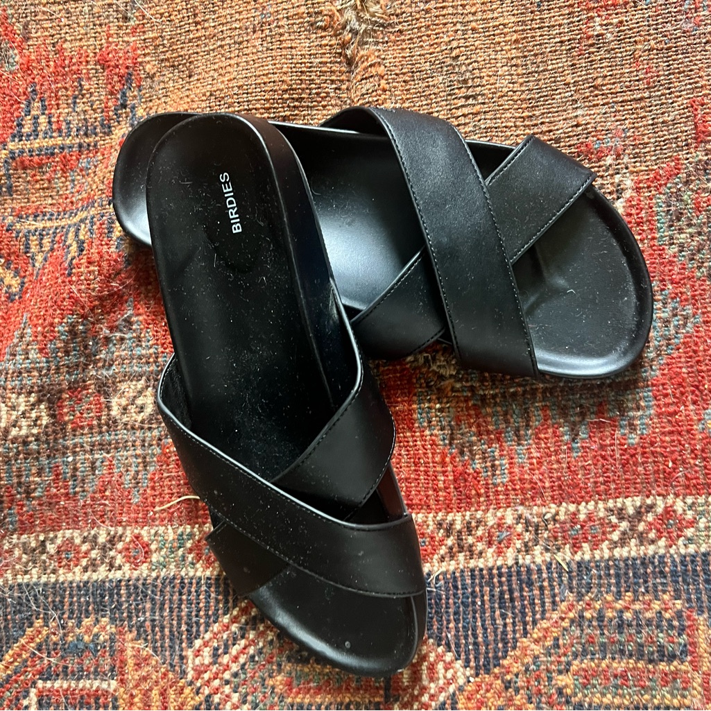 Birdies Robin Cross X Leather Sandals Slides Flipflops Size 7 Euc